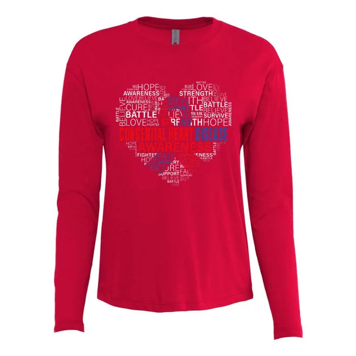 CHD Awareness Heart Disease Fighting Hope Support Warrior Womens Cotton Relaxed Long Sleeve T-Shirt