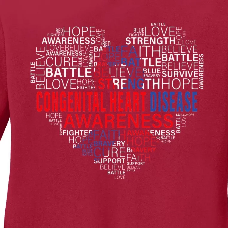 CHD Awareness Heart Disease Fighting Hope Support Warrior Ladies Long Sleeve Shirt