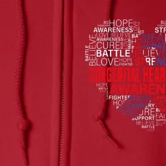 CHD Awareness Heart Disease Fighting Hope Support Warrior Full Zip Hoodie