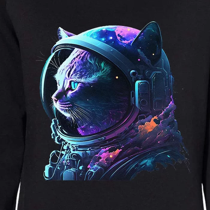 Cat Astronaut In Space Suit And Helmet In The Cosmos Funny Womens California Wash Sweatshirt