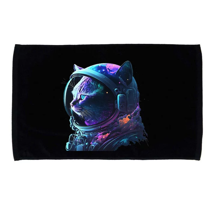 Cat Astronaut In Space Suit And Helmet In The Cosmos Funny Microfiber Hand Towel