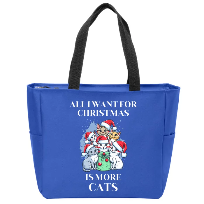 Christmas All I Want For Christmas Is More Cats Cool Gift Zip Tote Bag