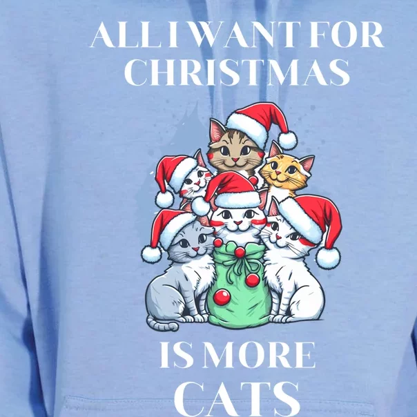 Christmas All I Want For Christmas Is More Cats Cool Gift Unisex Surf Hoodie