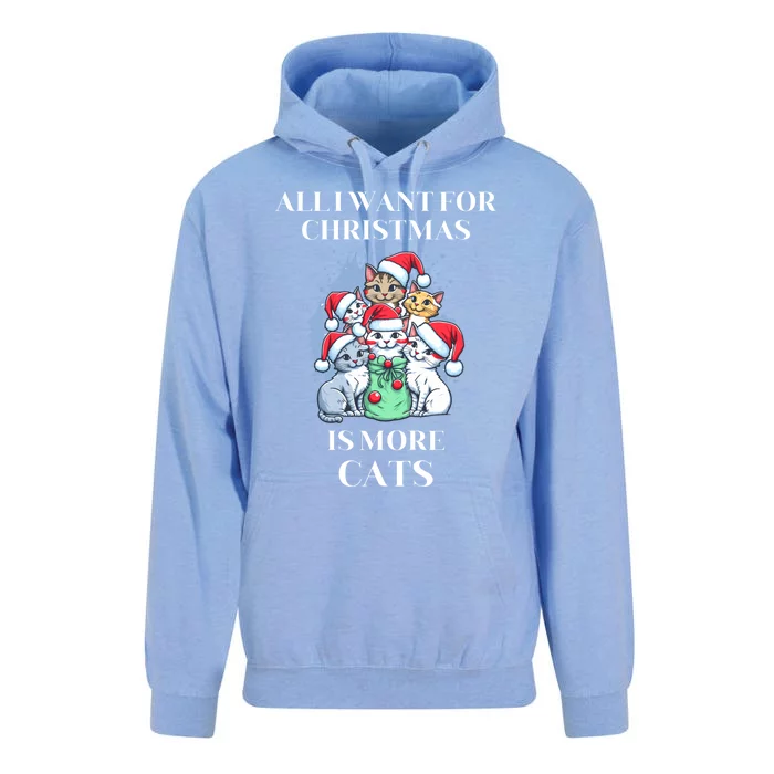 Christmas All I Want For Christmas Is More Cats Cool Gift Unisex Surf Hoodie