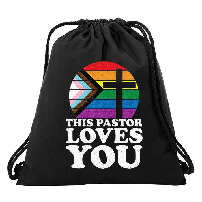 Christian Ally Inclusive Pride Clergy This Pastor Loves You Drawstring Bag