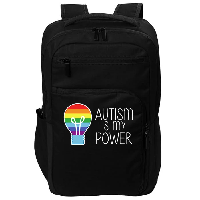 Cute Autism Is My Power Colorful Rainbow Light Bulb Impact Tech Backpack