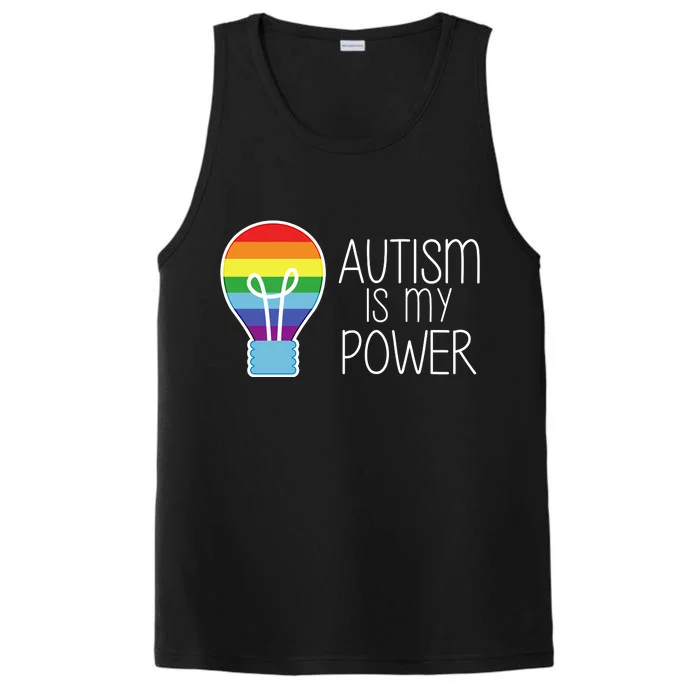 Cute Autism Is My Power Colorful Rainbow Light Bulb Performance Tank