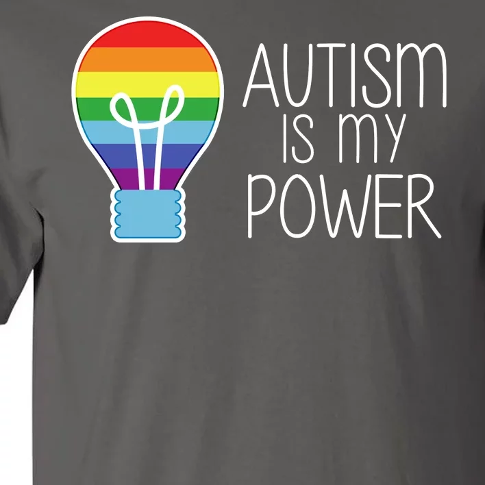 Cute Autism Is My Power Colorful Rainbow Light Bulb Tall T-Shirt