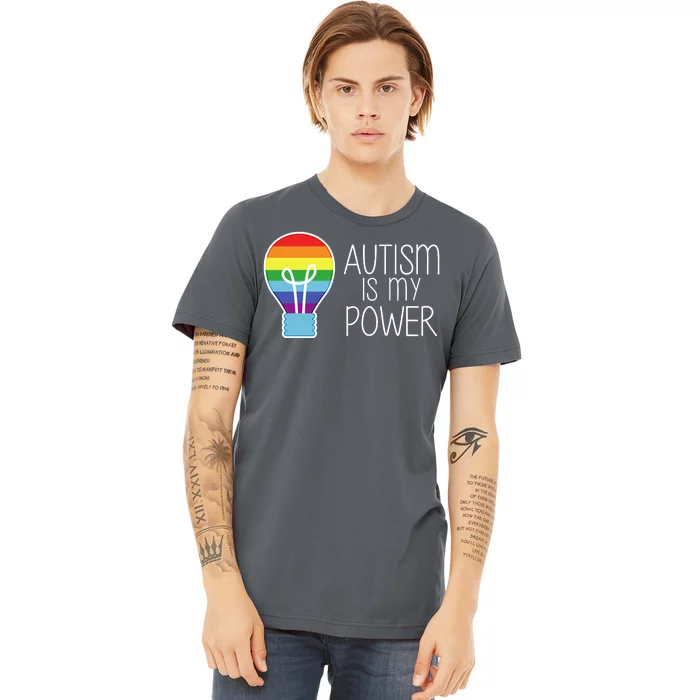 Cute Autism Is My Power Colorful Rainbow Light Bulb Premium T-Shirt