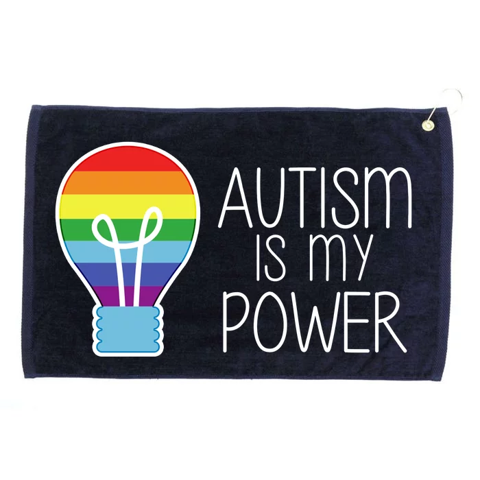 Cute Autism Is My Power Colorful Rainbow Light Bulb Grommeted Golf Towel