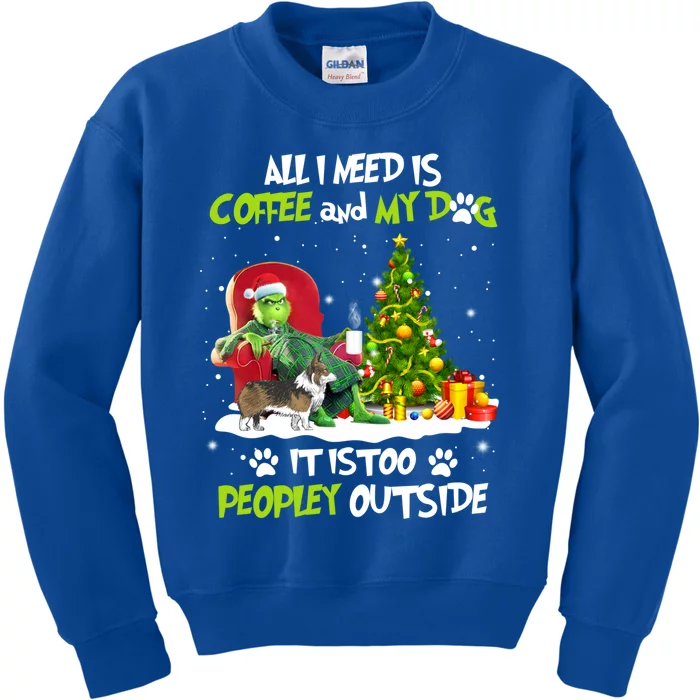 Christmas All I Need Is Coffee And My Welsh Corgi Dog Xmas Gift Kids Sweatshirt