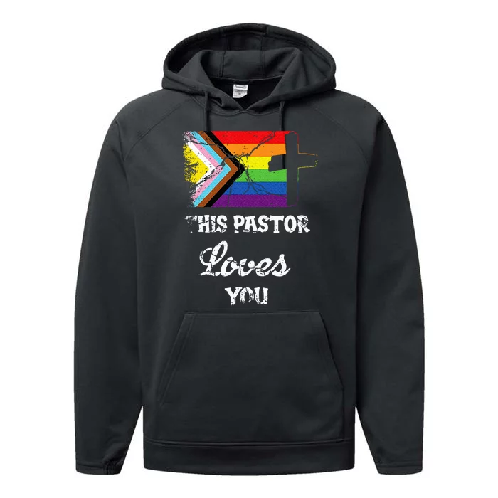 Christian Ally Inclusive Pride Clergy This Pastor Loves You Performance Fleece Hoodie