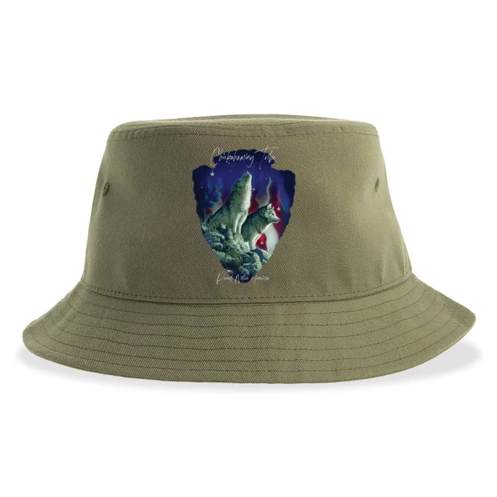 Chickahominy American Indian Tribe Wolf Pride Howling Gift Sustainable Bucket Hat