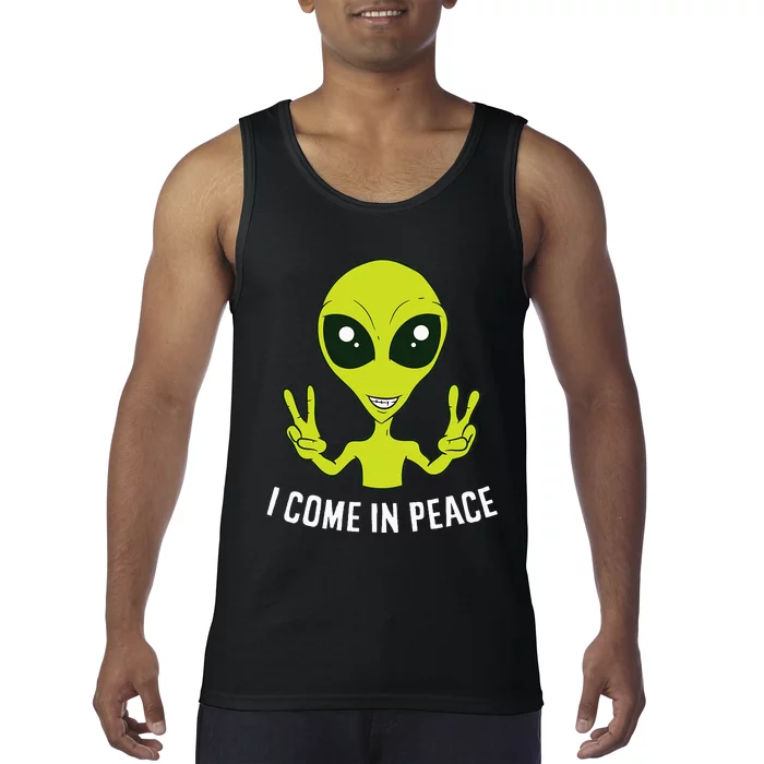 Cute Alien I Come In Peace Space Rave EDM Music Alien Tank Top