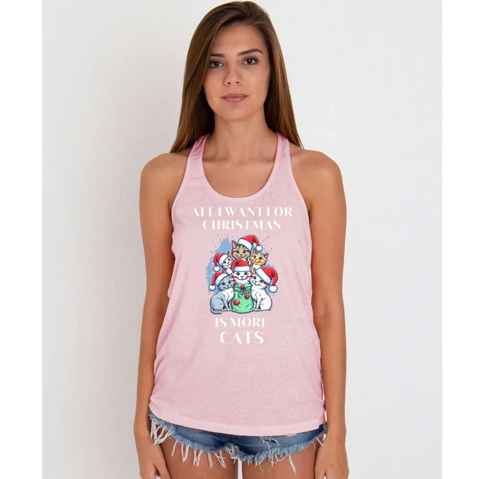 Christmas All I Want For Christmas Is More Cats Gift Women's Knotted Racerback Tank