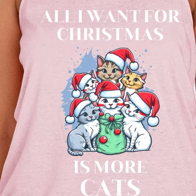 Christmas All I Want For Christmas Is More Cats Gift Women's Knotted Racerback Tank