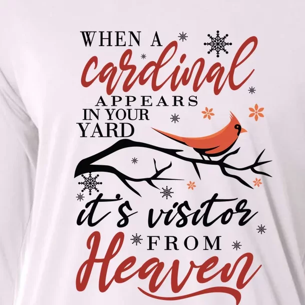 Cardinal Appears In Yard Heaven Visitor Graphics, Black Santa, Mama Claus, Chris Cooling Performance Long Sleeve Crew