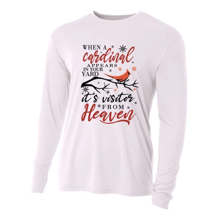 Cardinal Appears In Yard Heaven Visitor Graphics, Black Santa, Mama Claus, Chris Cooling Performance Long Sleeve Crew