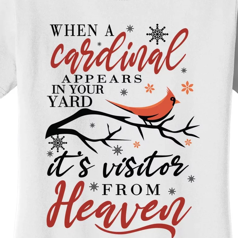 Cardinal Appears In Yard Heaven Visitor Graphics, Black Santa, Mama Claus, Chris Women's T-Shirt