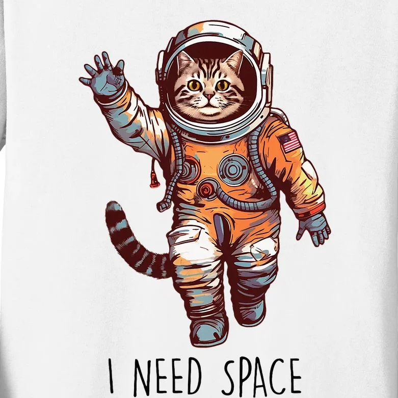 Cat Astronaut I Need Space Universe Outer Space Kitty Lover Kids Long Sleeve Shirt