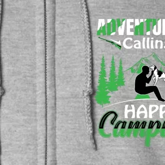 Camper Adventure Is Calling Happy Camping Dog Gift Full Zip Hoodie