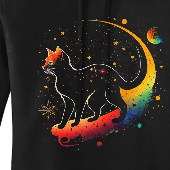 Cat Astronaut in Space Suit and Helmet in the Cosmos Funny Women's Pullover Hoodie