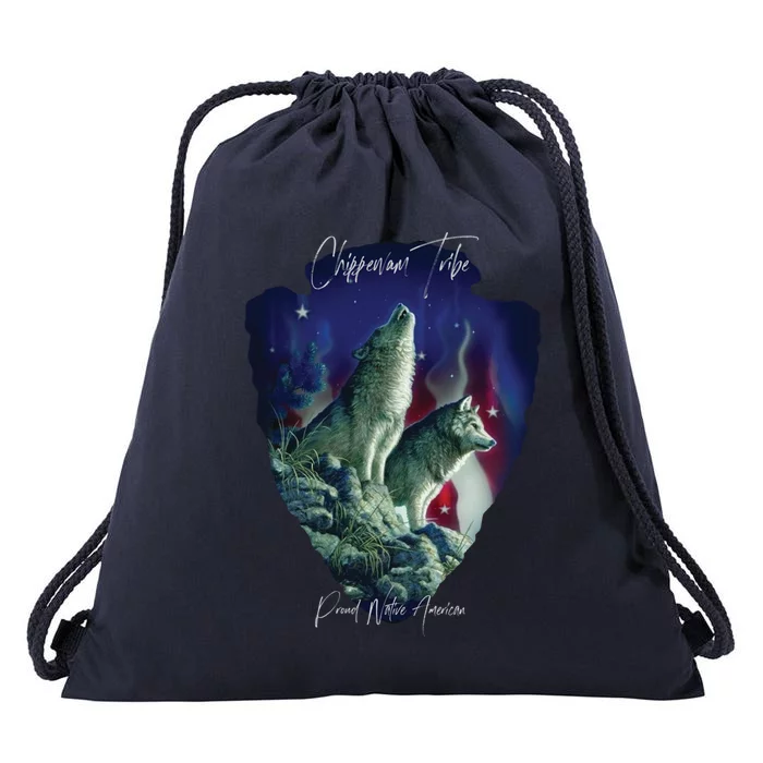 Chippewa American Indian Tribe Wolf Pride Howling Tribute Cool Gift Drawstring Bag