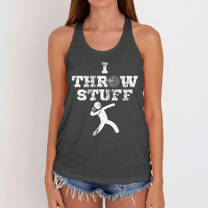 Classic Aged I Throw Stuff Shot Put Athlete Throwing Women's Knotted Racerback Tank