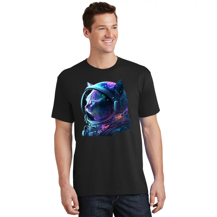 Cat Astronaut In Space Suit And Helmet In The Cosmos Funny T-Shirt