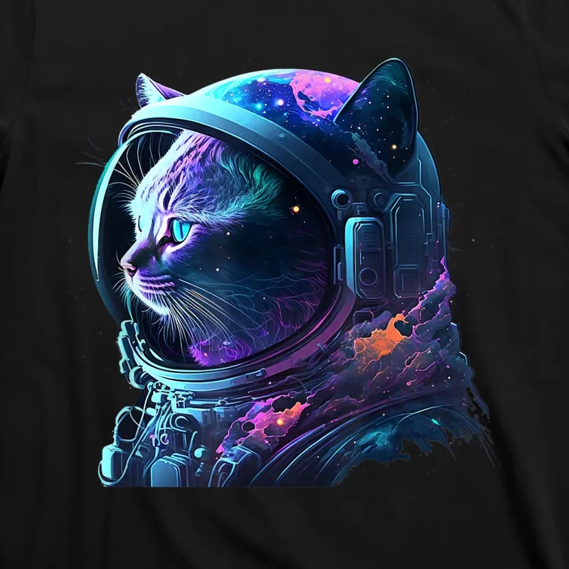 Cat Astronaut In Space Suit And Helmet In The Cosmos Funny T-Shirt