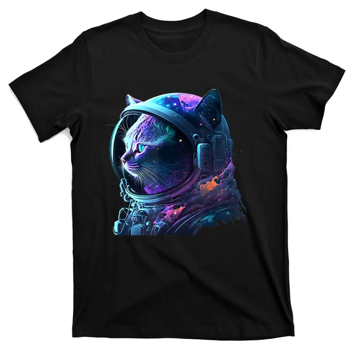 Cat Astronaut In Space Suit And Helmet In The Cosmos Funny T-Shirt