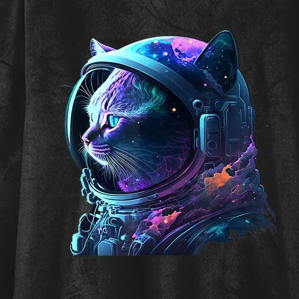 Cat Astronaut In Space Suit And Helmet In The Cosmos Funny Hooded Wearable Blanket