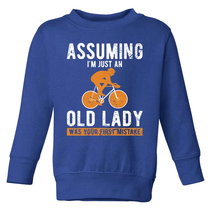 Cycle Assuming Im Just An Old Lady Was Your First Mistake Gift Toddler Sweatshirt