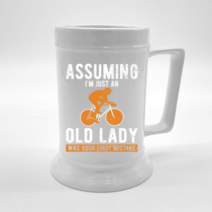 Cycle Assuming Im Just An Old Lady Was Your First Mistake Gift Front & Back Beer Stein