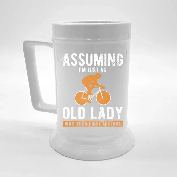 Cycle Assuming Im Just An Old Lady Was Your First Mistake Gift Front & Back Beer Stein