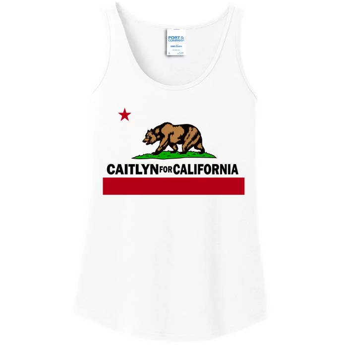 Caitlyn For California Governor Jenner Cali Flag Ladies Essential Tank