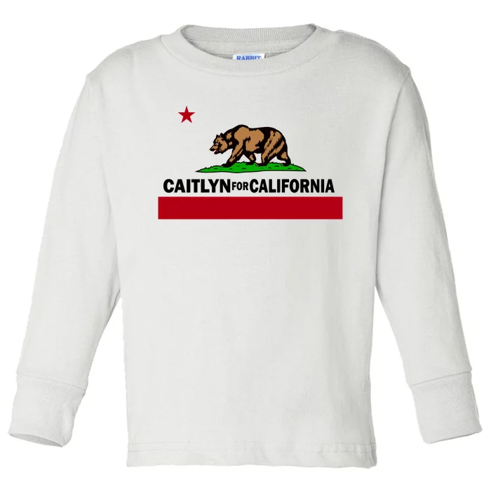 Caitlyn For California Governor Jenner Cali Flag Toddler Long Sleeve Shirt