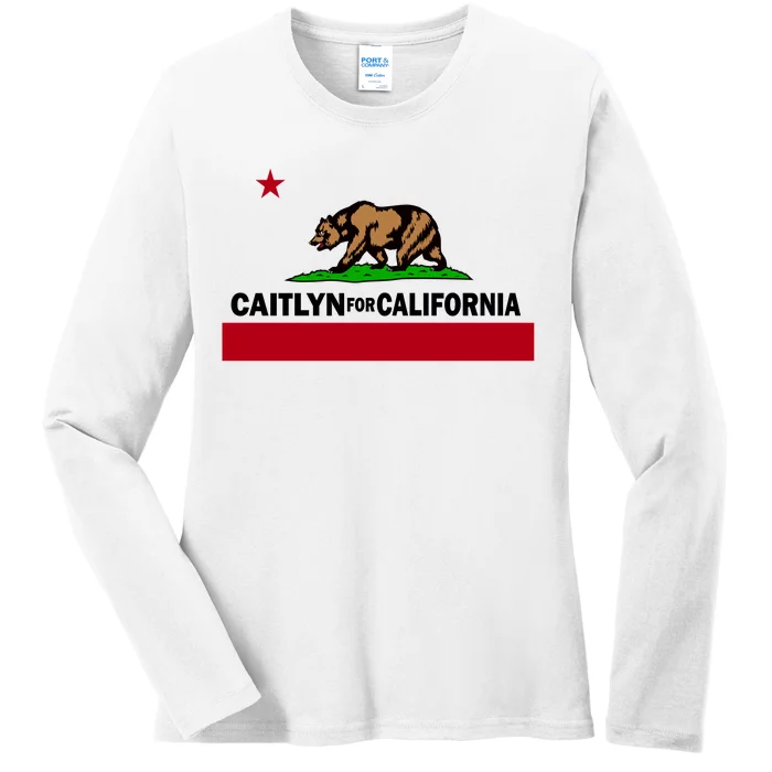 Caitlyn For California Governor Jenner Cali Flag Ladies Long Sleeve Shirt