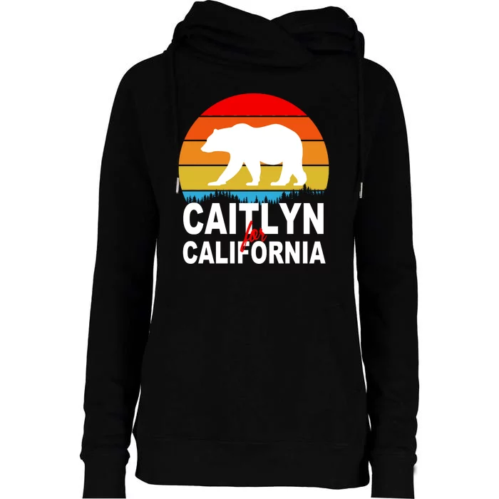 Caitlyn For California Retro Cali Bear Womens Funnel Neck Pullover Hood