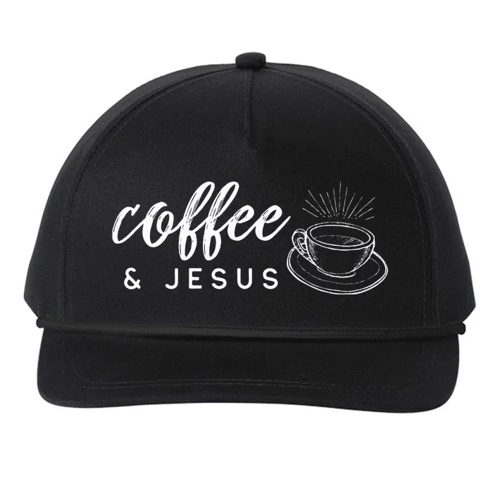 Coffee And Jesus Caffeine And Prayer For Christian Mom Snapback Five-Panel Rope Hat