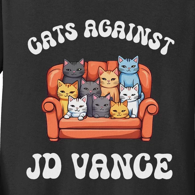 Cats Against Jd Vance Childless Cat Lady Couch Liberal Vote Kids Long Sleeve Shirt