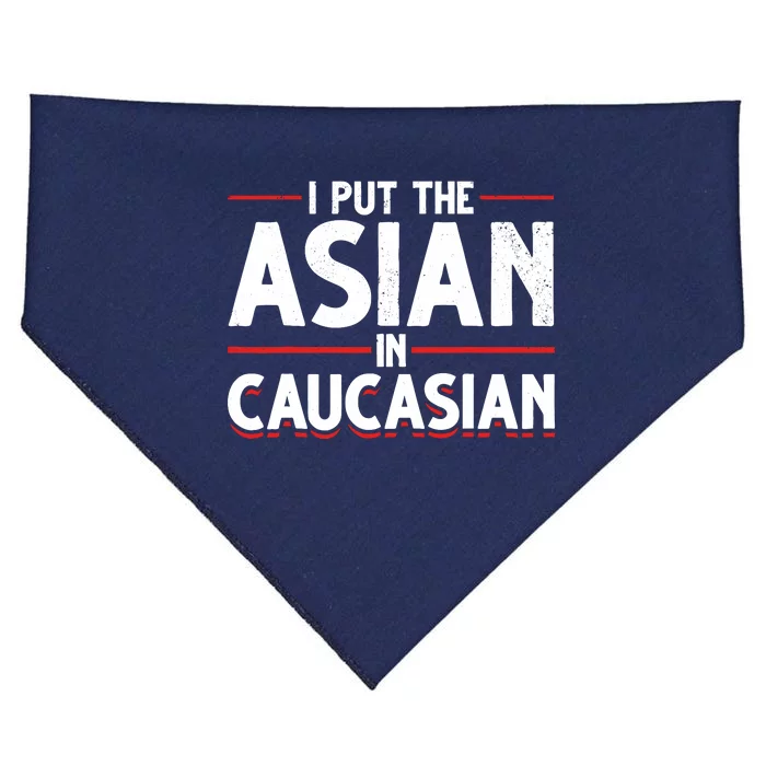 Caucasian Asian Joke Asian I Put The Asian In Caucasian USA-Made Doggie Bandana