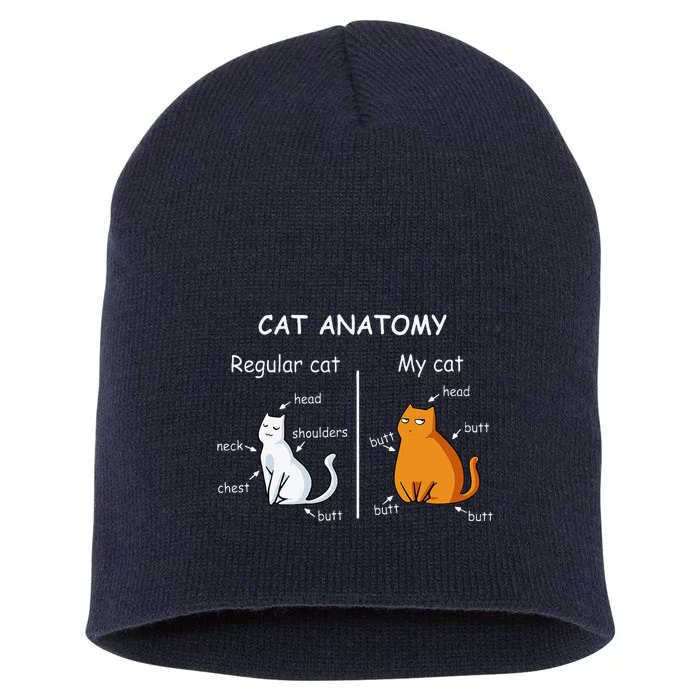 Cat Anatomy Kittlen Lover Funny Science Teacher Short Acrylic Beanie