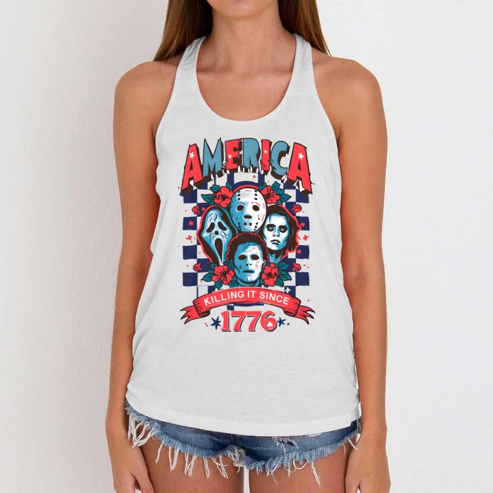 Checkered America Killing It Since 1776 Women's Knotted Racerback Tank