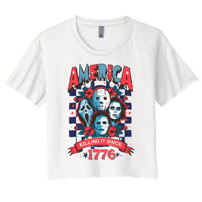 Checkered America Killing It Since 1776 Women's Crop Top Tee