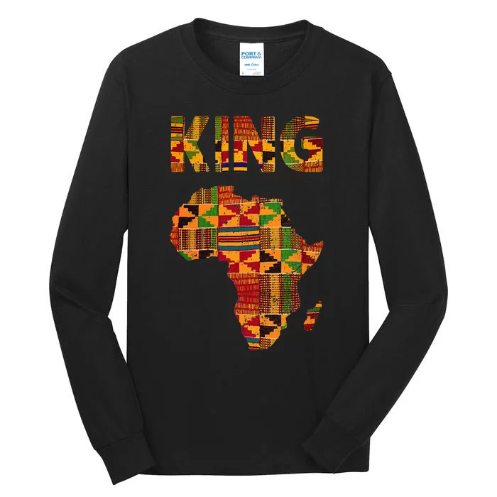 Cool African King Design Kente Cloth Africa Ghana Kids Men Tall Long Sleeve T-Shirt