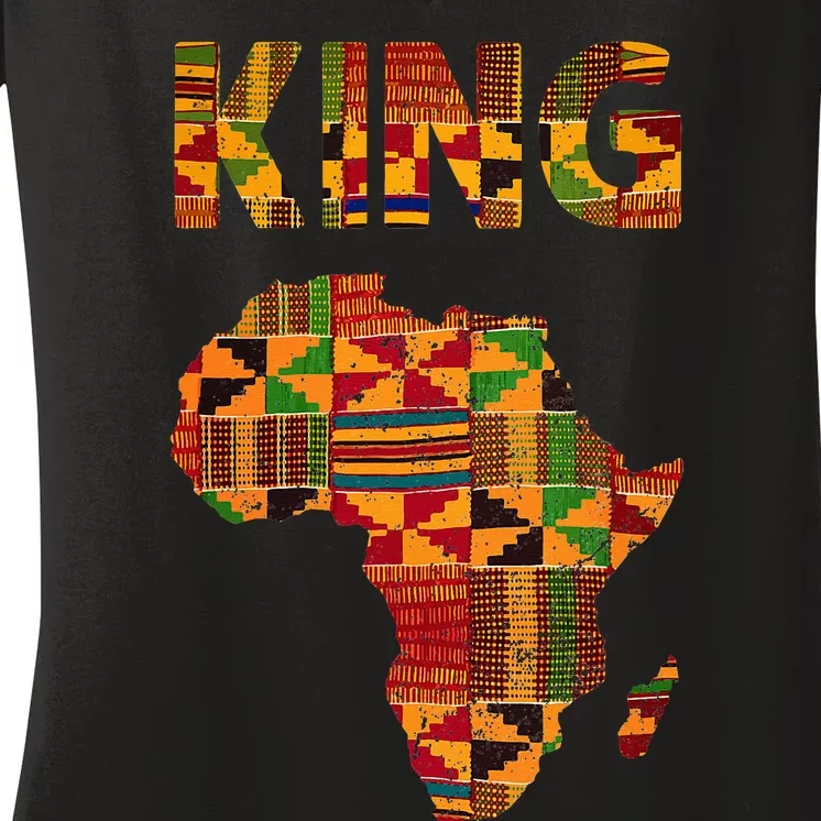 Cool African King Design Kente Cloth Africa Ghana Kids Men Women's V-Neck T-Shirt