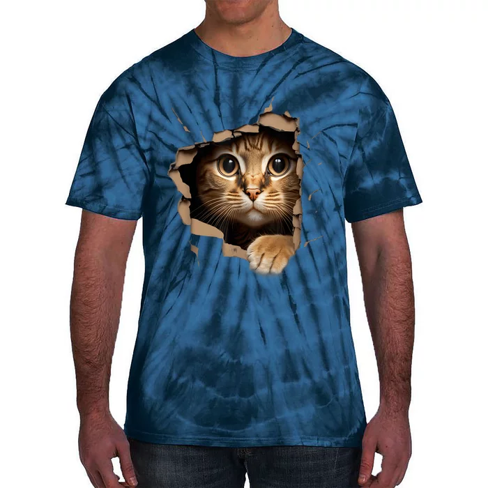 Cat Art Kitten Torn Cloth Cute Cat Owner Funny Cat Tie-Dye T-Shirt