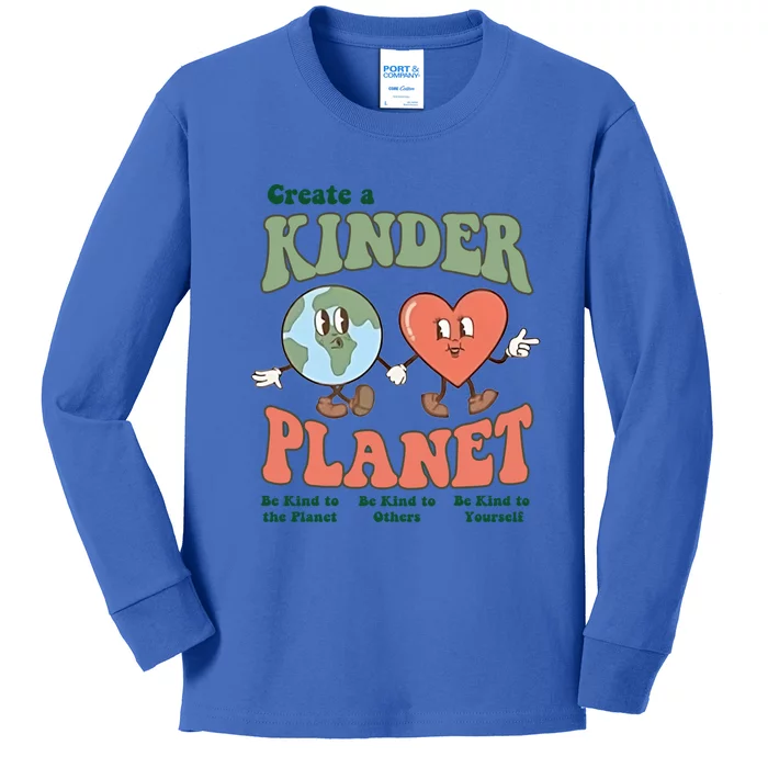 Create A Kinder Planet Aesthetic Trendy Costume Earth Day Funny Gift Kids Long Sleeve Shirt