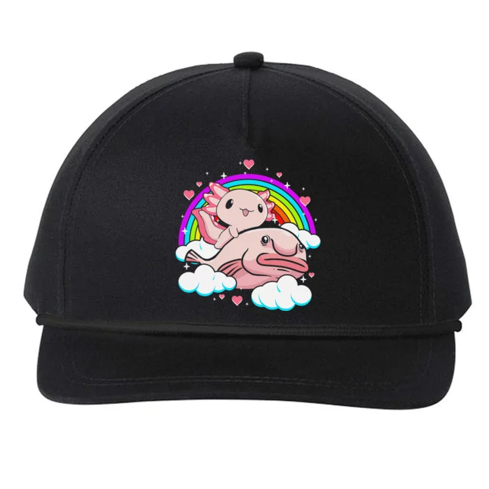 Cute Axolotl Kawaii  Rainbow Blobfish Axolotl Funny Gift Snapback Five-Panel Rope Hat